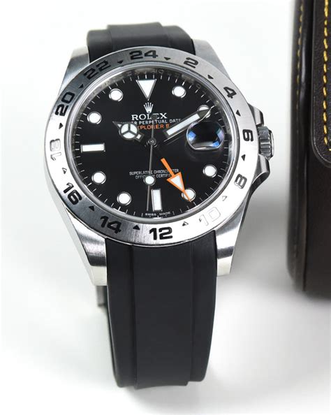 rolex explorer ii rubber strap|rolex explorer 2 strap options.